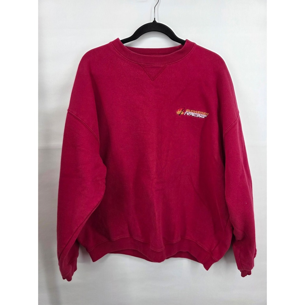 Gear For Sports Budweiser Racing Sweatshirt Red XL Big Cotton Vintage Crewneck